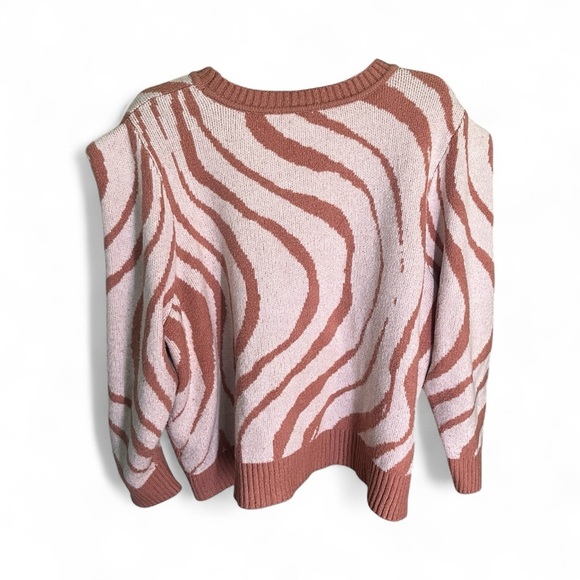 Eloquii Sweaters - Eloquii Pink and Brown Patterned Sweater
